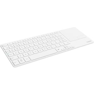 Rapoo Portable Wireless Keyboard with Touchpad, Multi-Device HTPC Keyboard for PC-Connected TV/Tablet/Steam Deck/Gaming Console/Raspberry Pi/Mini PC - Support Touch Gestures for Windows & Mac (White)