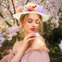 Aneco 120 Piece DIY Handmade Straw Hat Set Served for 10 Guests with Creative Craft Art Painting Hats Artificial Flowers Acrylic Paint Brushes for Summer Beach, Tea Party Dress Up