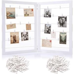 Geelin Photo Display Board with Clip, 2 Panel, White, 36 x 24 Inch
