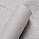 Haimin Grasscloth Wallpaper Peel and Stick 20.9in X 393in Fabric Contact Paper Wall Paper Textured Wallpaper Vertical Stripes Look Self-Adhesive Thick Vinyl Embossed Film (Light Grey-2)