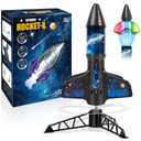Rocket Launcher for Kids -200 Feet of Flight Altitude, Auto Electric Rocket Toys with Safe Parachute, Outdoor Summer Yard Toys Easter Birthday Gifts for Boys & Girls Age 6 7 9 10 12 8-13 Years Old