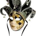 Syhood Mardi Gras Mask Venetian Mask Masquerade Halloween Vintage Jester Full Face Wall Decorative Art Collection (Women, Gold)