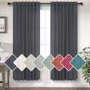 Charcoal Grey Curtains 63 Inch Length for Boys Bedroom 2 Panels Back Tab Pocket Lightweight Airy Light Filtering Semi Sheer Dark Gray Linen Curtains for Living Room Dining Bay Window Rustic 52x63 Long