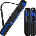 Pool Cue Case, Pool Stick Carrying Case Holds Butts and Shafts, Billiard Cue Bag with Shoulder Straps (For 2x2 Sticks, Black & Blue)