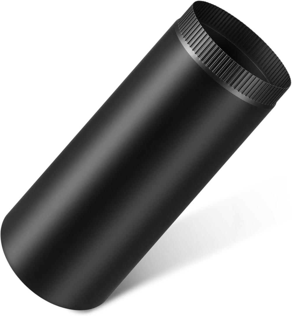 LEIFIDE 1 Pcs Black Matte Stove Pipe, 8 x 24 Inch, 304 Stainless Steel