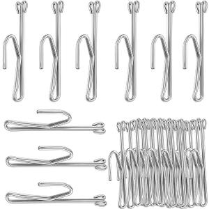 Slip on Drapery Hooks, Metal Curtain Hooks Stainless Steel Drapery Pins and Hook, Door Curtain Hangers for Window Curtain Door Curtain and Bathroom Curtain (Silver,60 Pieces)