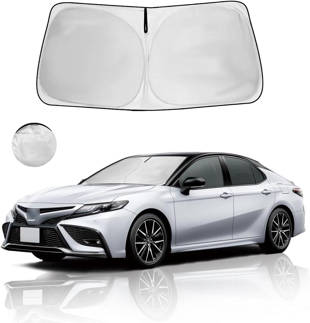 Windshield Sun Shade for Toyota Camry 2024 2023 2022 2021-2018 Accessories Front Window Sunshade Fit LE XLE Hybrid SE XSE Sedan Sun Visor UV Protector Heat Shield Cover