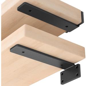 6 Pack Floating Shelf Bracket 10 Inch, Heavy Duty Hidden L Brackets, DIY Rustic Industrial Shelf Brackets with Modern Iron Finish(Black)