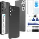 for Samsung Galaxy S24 FE Back Glass Replacement for Samsung S24 FE 5G SM-S721 Rear Glass Replacement Battery Cover Housing Door Accessories Parts with Repair Tools (Black)
