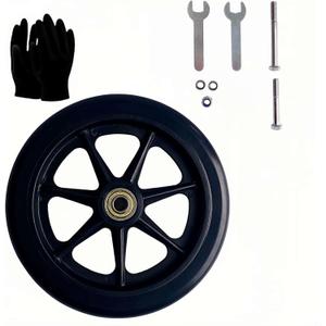 1Pcs 8 Inch Black Wheels for Walker - Universal Hard Rubber Walker Wheels Replacement, Fit Drive Rollator & Wheelchair Wheel, All-Floor Safe Rolling, Essential Walker Accessories