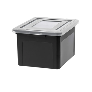 IRIS USA File Box File Organizer Plastic File Box for Letter/Legal File, BPA-Free Plastic Storage Bin Tote Organizer with Durable and Secure Latching Lid, Stackable and Nestable, Black 35 Qt. 1Pack