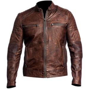 DECIMAL Men's Black & BROWN Genuine Lambskin Leather Biker Jacket VINTAGE REAL MOTORCYCLE JACKETS FOR MEN (X-Large, Distressed Brown)