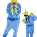 GONAAP Unisex Adult Onesie Pajamas Animal One Piece Halloween Costume Cosplay Sleepwear (Blue, S)