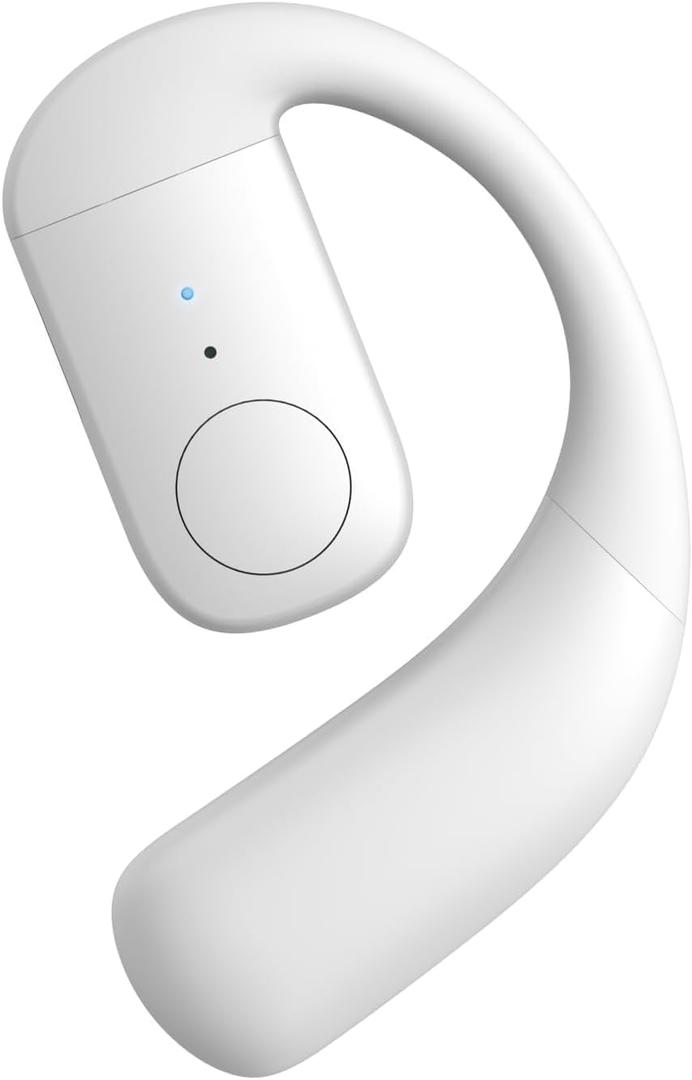 F22 Wireless Bluetooth Open Ear Bone Conduction Earbud, White, Single Ear, 30H Playtime, IPX5 Waterproof, Bluetooth 5.3, USB-C, Noise Cancellation