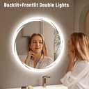 Bathroom Smart Mirrors with Three Color LED Lights,20x20 Bath Round Mirror,Backlit + Front Lit Temperature Brightness Settings-Wall Mounted Lighted Bathroom Vanity Mirror