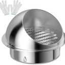6'' Exhaust Vent Dryer Vent, Hon&Guan Exhaust Vent Soffit Vent 6 Inch Stainless Steel Wall Vent for HVAC System.