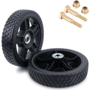 ASDFGHT 7 Inch Lawn Mower Wheels (2-pack) Fits Most Standard push Lawn Mowers, Inner and outer bearing structure - Includes Bolts, Nuts ), black