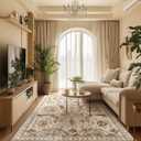 5x7 ft Washable Area Rug - Soft Boho Beige & Yellow Non-Slip Runner for Indoor, Kitchen, Bedroom, Living Room, Kids Room, Entryway (Cream and Beige)