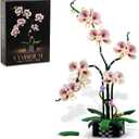 Orchid Flower Building Sets with Vase, Artificial Fake Flowers Building Blocks Toys for Botanical Collection&Indoor Plant Decorations for Table, Desk, Office(736Pcs)