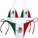 Mexico Flag Women Micro Sexy Bikini Bra Set Summer Beachwear Sexy Beach Two Pieces Bathing Suits Swimwear (L)