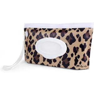 Itzy Ritzy Travel Wipes Case - Reusable Wipe Pouch Take & Travel Pouch Holds Up To 30 Wet Wipes, Includes Silicone Wristlet Strap, Leopard (9.5x1x5.5 Inch (Pack of 1)