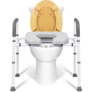 Raised Toilet Seat with Handles, Height Adjustable Elevated Toilet Seat Riser, 400 lbs Toilet Seat Riser for Seniors, Disabled and Pregnant, Fit Any Toilet