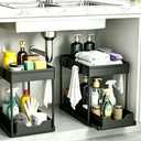 DEKAVA Under Sink Organizer Bathroom Cabinet Organizer, 2 Tier Sliding Cabinet Basket Organizer Drawer, Multi-Purpose Bath Collection Baskets for Bathroom (Black)