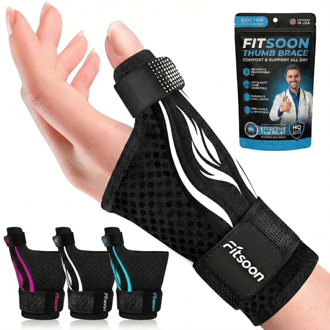 Thumb Support Brace | Upgraded Thumb Spica Splint Stabilizer Pain Relief Night Support for De Quervain s Tenosynovitis Trigger Finger Arthritis Sprains | Breathable Fabric (Classic White/Black)