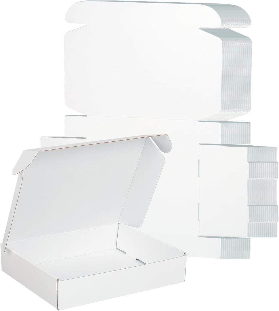 FORBFAN 10x8x2 Shipping Boxes, 40 Pack White Mailer Boxes for Small Business, Medium Corrugated Cardboard Boxes for Mailing & Shipping