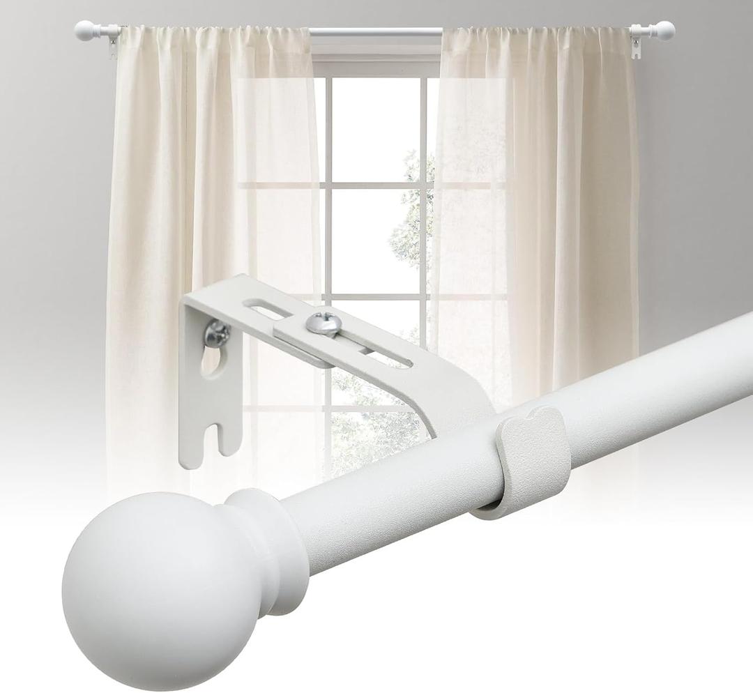 BsBsBest Curtain Rods for Windows 28 to 50 Inch 5/8 Inch Small Curtain Rods White Adjustable Renter Friendly Curtain Rod for Bedroom Windows Drapery Rods With Brackets (28"-50")