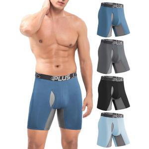 Boxer Briefs for Men Pack Breathable Mesh, Men's Underwear Moisture Wicking, Boxers for Men Pack 4 with 3D Pouch,S