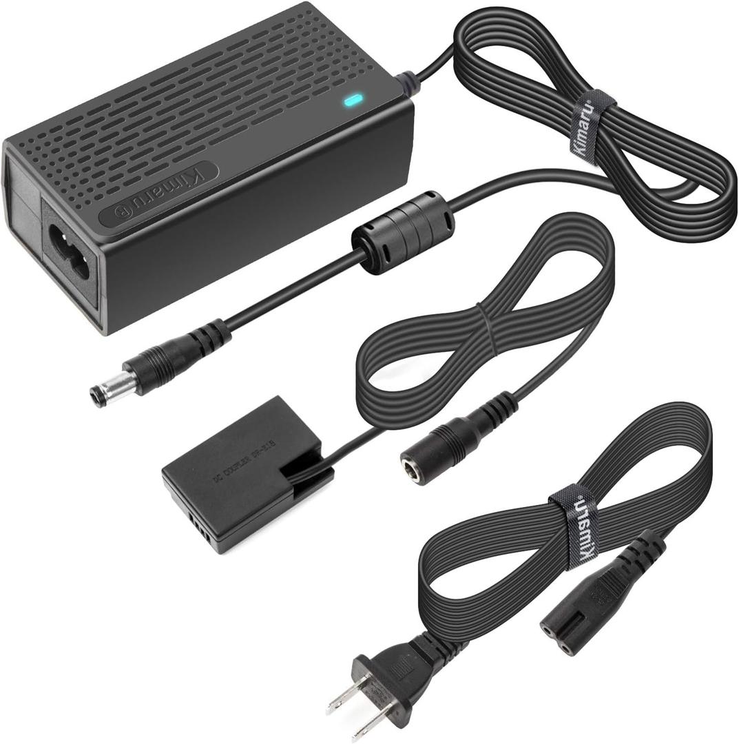 Kimaru ACK-E18 DR-E18 DC Coupler LP-E17 Dummy Battery AC Power Adapter Kit for Canon EOS Rebel SL2 SL3 T6i T7i T8i R8 R10 R50 R100 RP T6S 200D 200D II 250D 750D 760D 800D 77D 8000D Cameras.