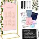 Welcome Sign for Wedding, Adjustable Gold Sign Stand, Indoor/Outdoor Easel Display Poster Stand