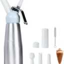 Professional Whipped Cream Dispenser, 500ml Whipped Cream Canister,Sturdy Aluminum Whipped Cream Maker with 3 Decorating Nozzles,Use Standard 8g N2O Cream Chargers (Chargers Not Included) (1 Pint-white)