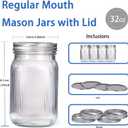 LUODA MirthMood 32 OZ Wide Mouth Mason Jars, 6 Pack Glass Mason Jars With Airtight Lids, Quart Mason Jars Wide Mouth For Fermenting, Pickling, Freezing, Preserving, Meal Prep, Jar Decor