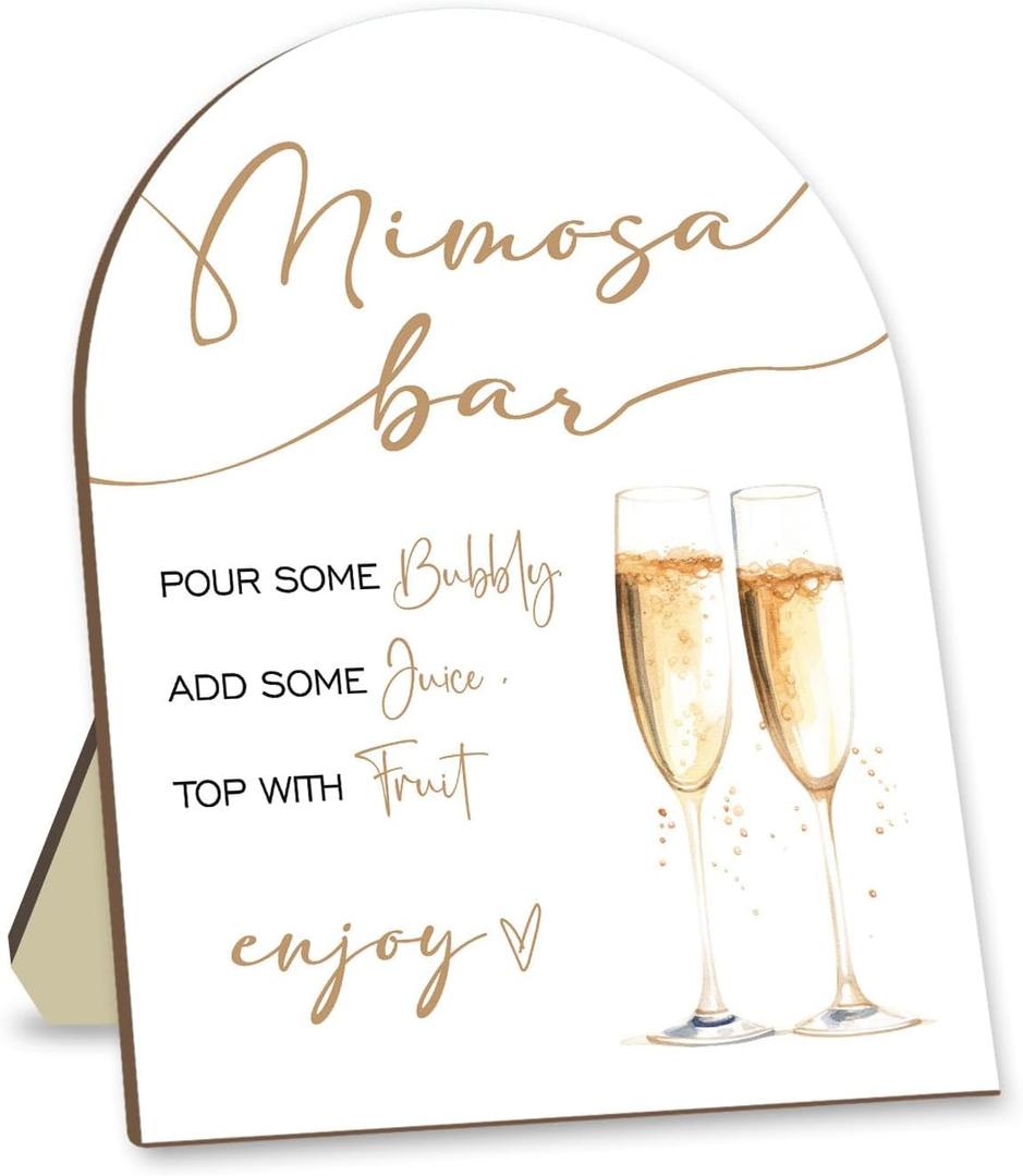 2 x Mimosa Bar Wooden Sign with Stand, Minimalism Decor Wedding Welcome Sign, Bridal Shower Sign, Bar Decoration Supplies, Wedding Shower Supplies, Party Supplies