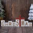 Ovootok Christmas Wooden Block Signs, Double-Sided Farmhouse Wood Table Sign, Desktop Easter Decorations Tiered Tray DIY Decor Centerpiece Rustic for Xmas Party Home Crafts Kitchen House (Grey)