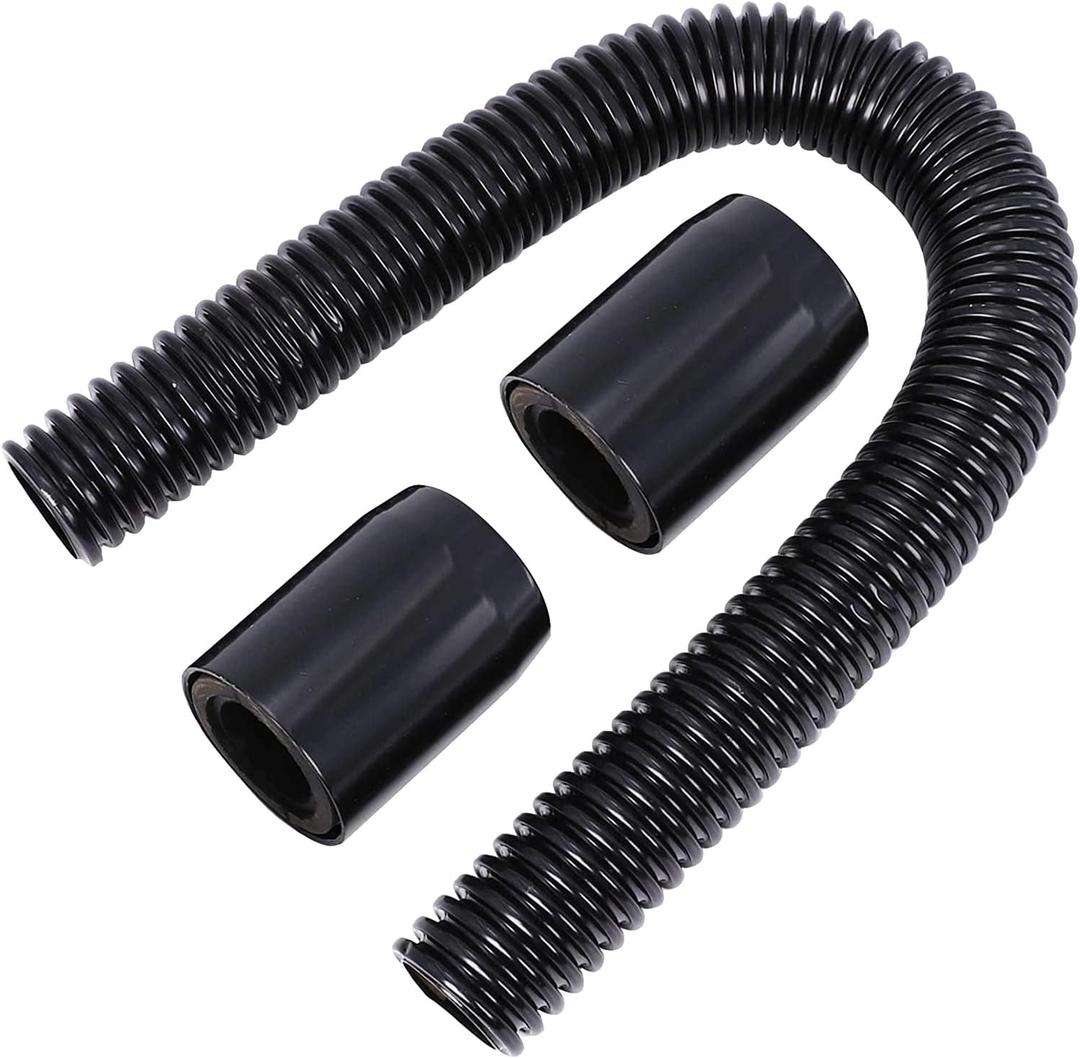 BLACKHORSE-RACING 24" Flexible Stainless Steel Upper or Lower Radiator Hose Kit & Black Caps V8 Universal