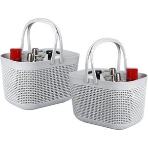 UUJOLY Portable Shower Caddy Basket Tote, Plastic Storage Basket with Handles Organizer Bins for Kitchen Bathroom College Dorm, Grey 2 Pack UUJOLY Portable Shower Caddy Basket Tote, Plastic Storage Basket with Handles Organizer Bins for Kitchen Bathroom College Dorm, Grey 2 Pack