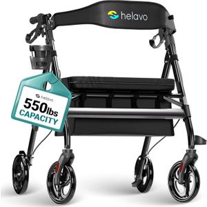 Helavo 28.3" Extra Wide Bariatric Rollator Walker, 550 lbs Capacity