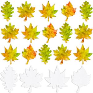 Watersay 100 Pcs Color Diffusing Paper Leaves Fall Color Diffusing Watercolor Crafts Maple Leaf for Fall Classroom Bulletin Board Decorations Autumn Arts and Crafts, 4 Styles