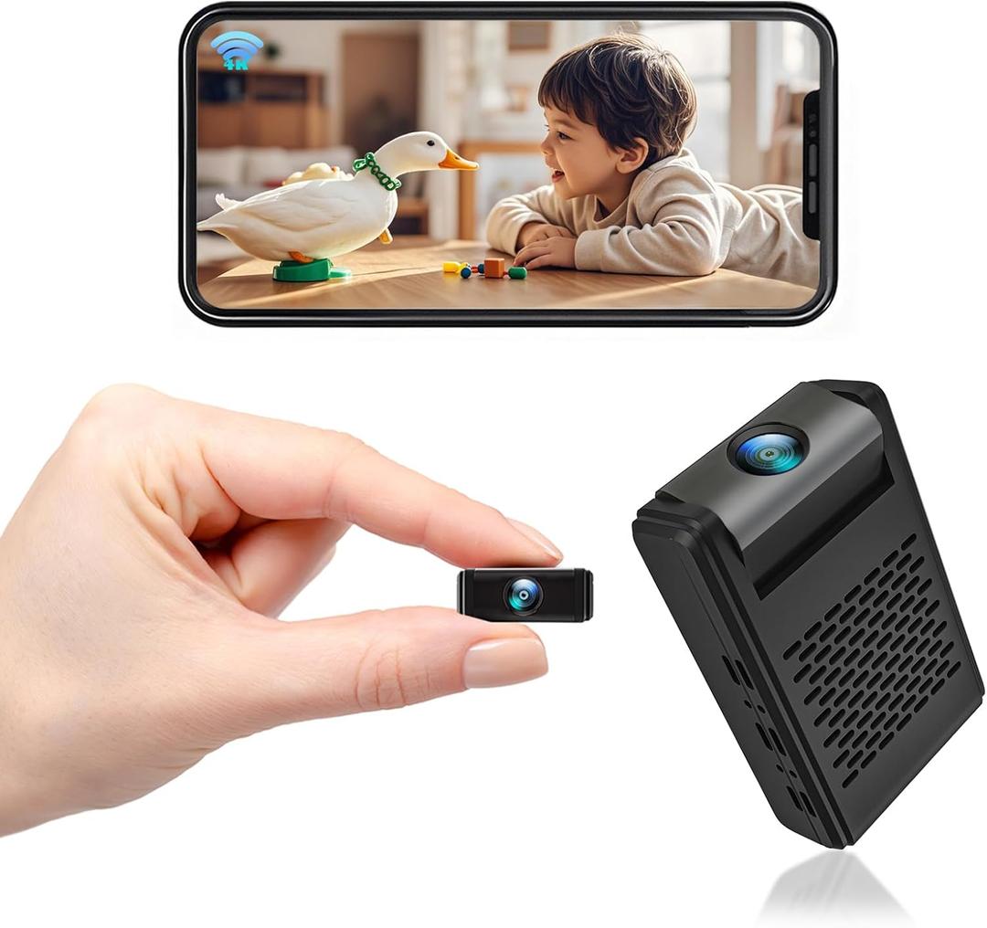 Mini Security Camera, Nanny Cam with 180Rotating Lens, Free Cloud & SD Storage, 4K WiFi Wireless Surveillance, No WiFi Recording, Motion Detection, Auto Night Vision