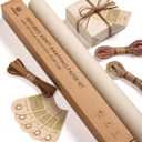 Vitalizart Textured Wrapping Paper Set 17" Roll Twine Ribbons & Tags Extra Thick All-in-One Neutral Beige Kraft Christmas Gift Wrap Birthday Baby Shower Wedding Crafts Vintage Minimalist Housewarming Flower Book