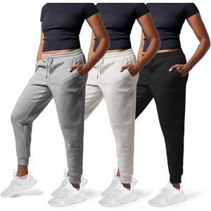 Common Stitch 3 Pack Sweatpants Women - Womens Sweatpants with Pockets, Fleece Womens Joggers, Yoga Pants ( in Plus) (2X, Black / Lt. Heather Grey / Med. Heather Grey)
