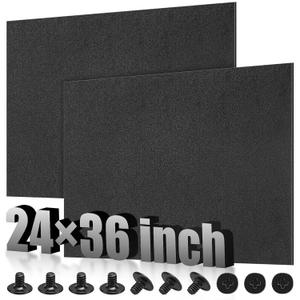 Pangda 2 Pack ABS Plastic Sheet 24" x 36" x 1/16" Black Rigid Thermoplastic Board Dual Sided with Screws Moldable Plastic Panel Thermoform Sheet for DIY Projects Signs Automotive Handcrafts