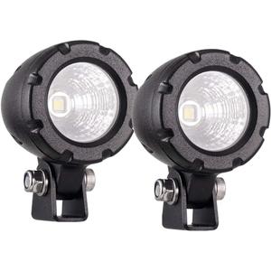 Lightronic Offroad 1.7" Round Motorcycle LED Fog Light Pods, 6000K Cool-White Long Range Flood Beam, Rugged Die-Cast Aluminum Housing, Corrosion Resistant Waterproof, 12V/24V DC, 2-Pack