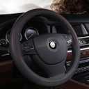 Pahajim Car Steering Wheel Cover Universal PU Leather Steering Wheel Wrap Anti Skid 14.5-15 Inch (37-38cm) Protector Volante Carro for Women Men (Black)