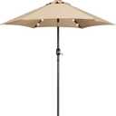 Yaheetech 7.5FT Solar Patio Umbrella-18 LED Lighted Market Table Outdoor Umbrella w/UV Protection Push Button Tilt & Crank Lift System for Garden/Lawn/Deck/Backyard/Pool,Tan