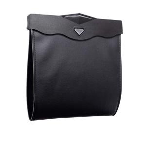Car Leather Trash Bag Smart LED Waterproof Organizer Storage Garbage Can (Black)