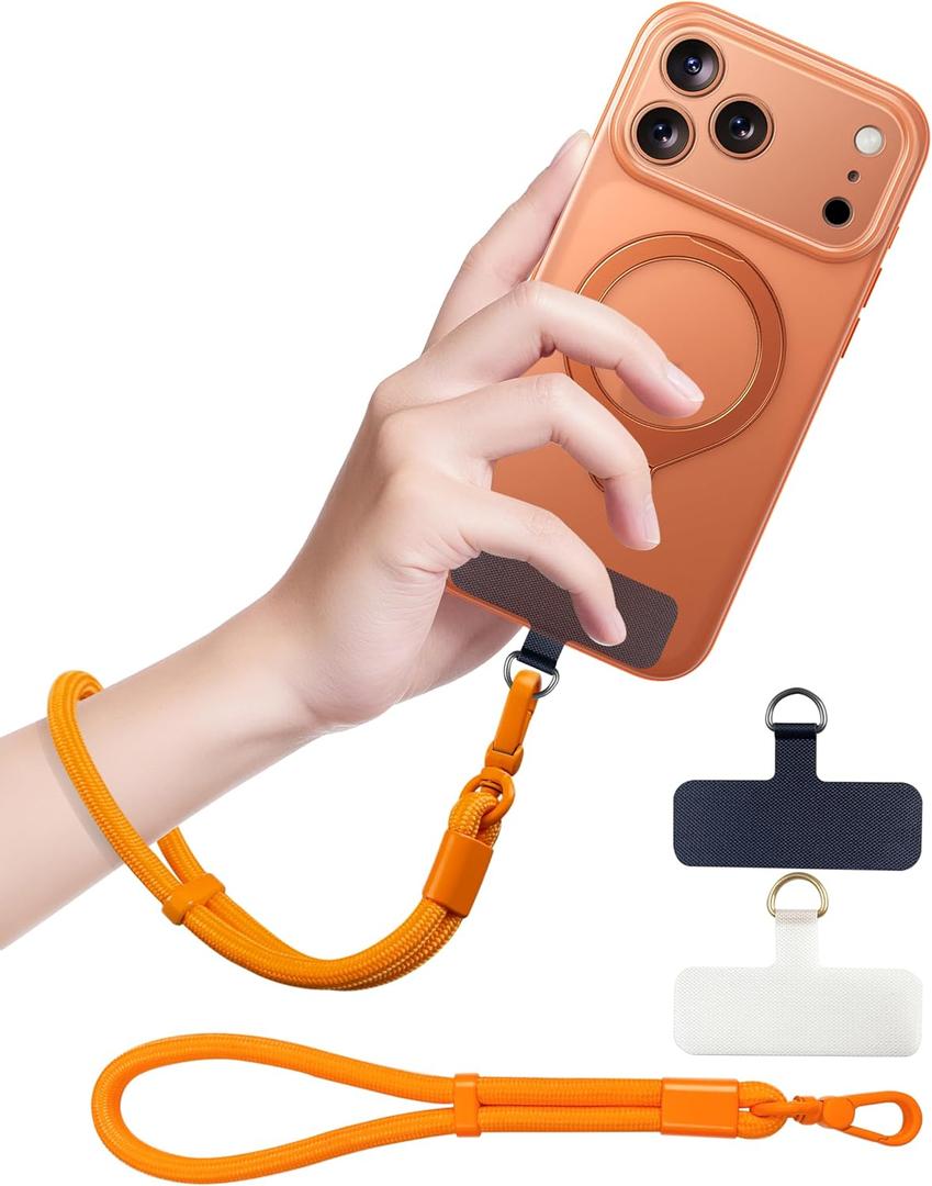 Phone Lanyard, Phone Wrist Strap for Cellphone Case, Adjustable Cell Phone Strap with 2 Tether Tabs for All Smartphones, Orange